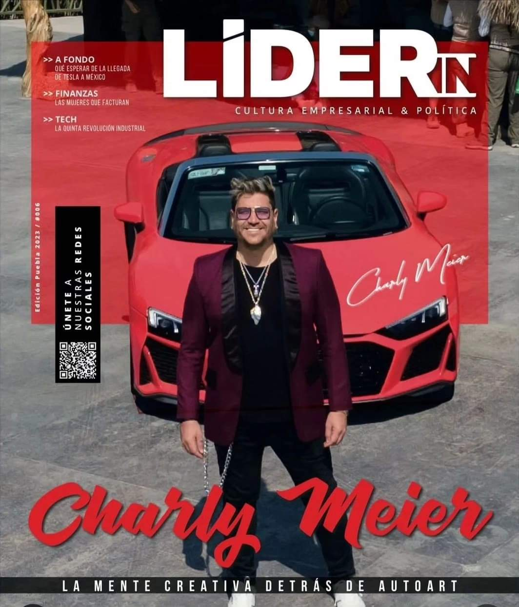 Portada de Líder TN con Charly Meier frente a un automóvil deportivo